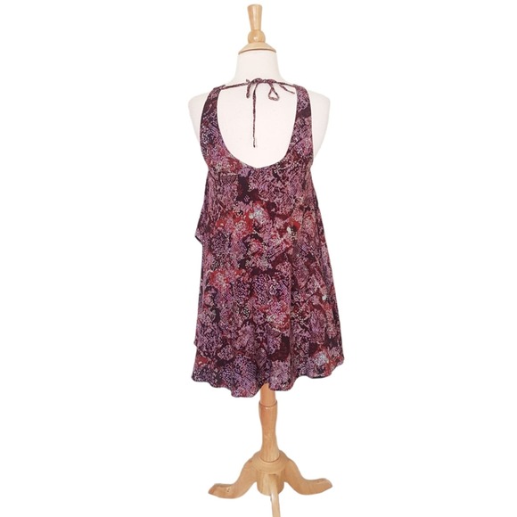 UO Silence + Noise Angel Purple Printed Floral Tulip Hem Swing Dress Size XS - Picture 11 of 14